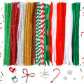 Red Striped Chenille Stems Christmas Pipe Cleaners for DIY Art Crafts Decorations